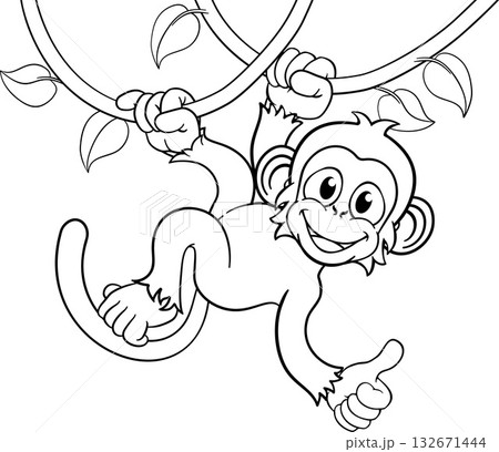 Monkey Singing On Jungle Vines Thumbs Up Cartoon Monkey Singing On Jungle Vines Thumbs Up Cartoon 132671444