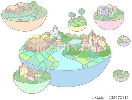 ファンタジー - 空中都市・風景・島・自然 132672115
