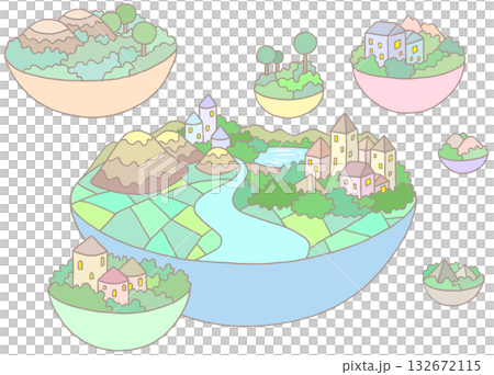 Fantasy - Sky City, Landscape, Island, Nature 132672115