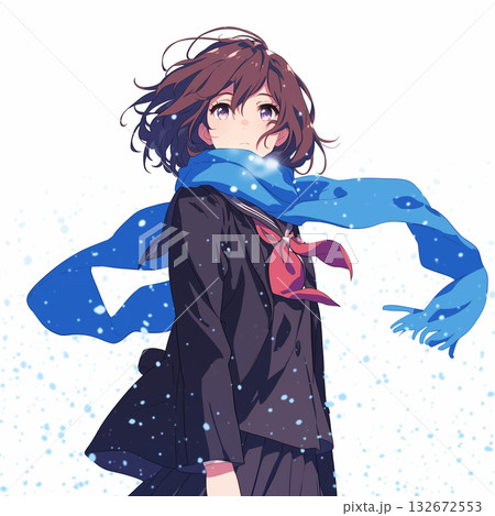 女子学生　冬の背景 132672553