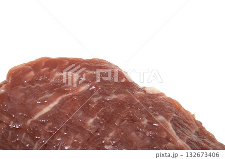 Close up of raw meat steak cut beef on a white background 132673406