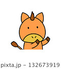 両手をあげたかわいい馬のキャラクター（上半身） 132673919