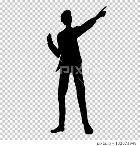 Silhouette of a businessman pointing 132673949