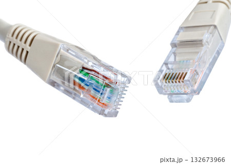 Web conception: ethernet cable plugs close up 132673966