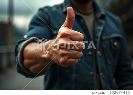 サムズアップをする男性 132674459