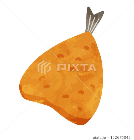 アジフライ　水彩風手描きベクターイラスト 132675043