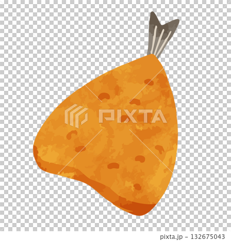 アジフライ　水彩風手描きベクターイラスト 132675043