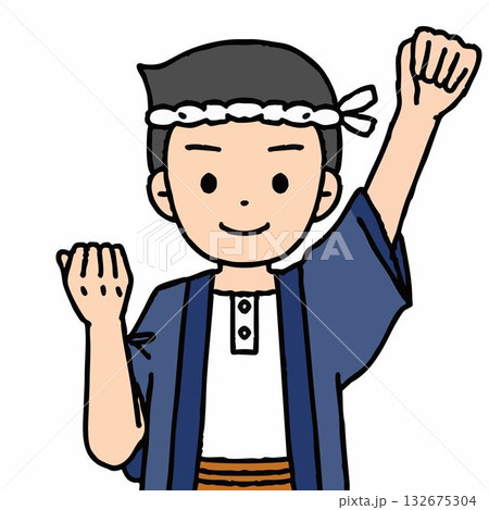 大工の男性がガッツポーズをしている 132675304