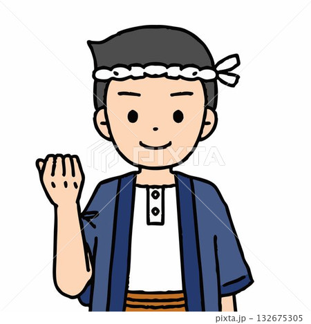 大工の男性がガッツポーズをしている 132675305