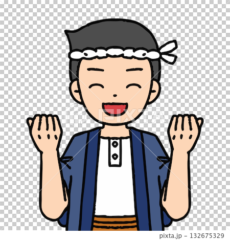 大工の男性がガッツポーズをしている 132675329