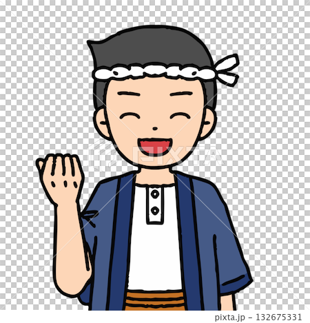 大工の男性がガッツポーズをしている 132675331