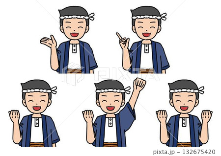 大工の男性のポーズセット 132675420