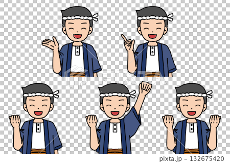 大工の男性のポーズセット 132675420