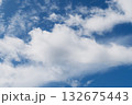 White fluffy clouds floating peacefully in the bright blue sky 132675443