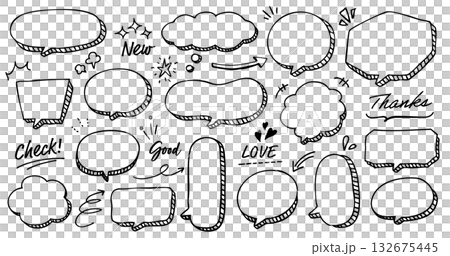 一組三維手繪對話框。 132675445