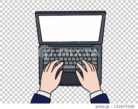 パソコン作業中（上から構図・手元） 132675500