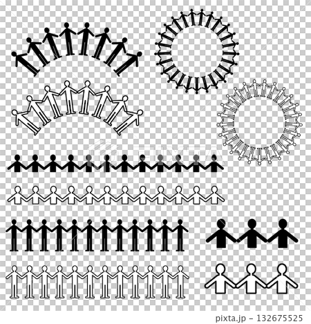 手を繋いだ人物のイラストセット 132675525