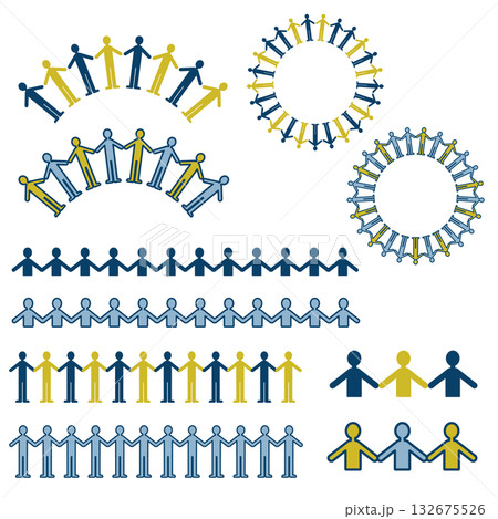 手を繋いだ人物のイラストセット 132675526
