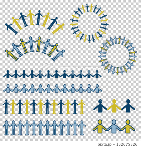 Illustration set of people holding hands 132675526