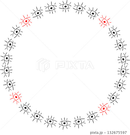 Colorful eyes frame. Vector celestial prediction eye template for your text. Eye of Providence Colorful eyes frame. Vector celestial prediction eye template for your text. Eye of Providence 132675597