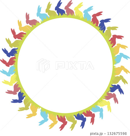 Easter bunny empty frame. Easter rabbit template. Spring Easter bunny rabbit. Baby shower design 132675598