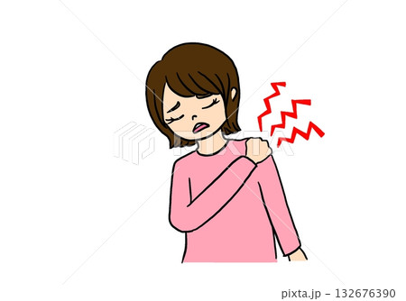 肩こりに悩む女性のイラスト 肩こりに悩む女性のイラスト 132676390