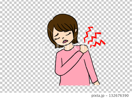 肩こりに悩む女性のイラスト 肩こりに悩む女性のイラスト 132676390