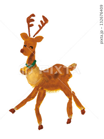 クリスマスのトナカイの水彩イラスト素材 クリスマスのトナカイの水彩イラスト素材 132676409