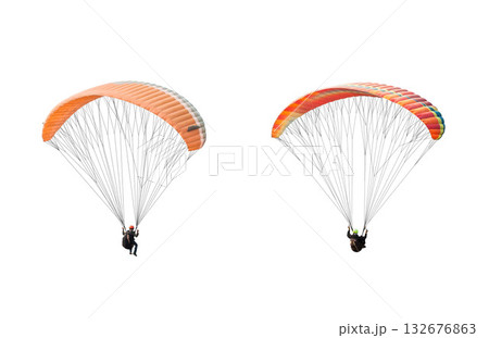 collection Bright colorful parachute on white background, isolated. Concept of extreme sport, taking adventure/ challenge. collection Bright colorful parachute on white background, isolated. Concept of extreme sport, taking adventure/ challenge. 132676863
