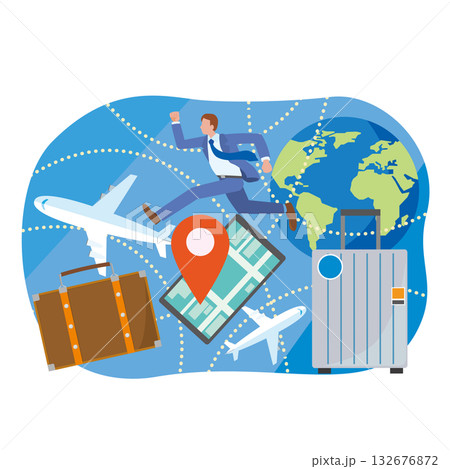 世界を飛び回るビジネスマン 世界を飛び回るビジネスマン 132676872