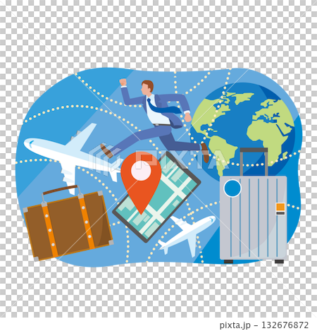 世界を飛び回るビジネスマン 世界を飛び回るビジネスマン 132676872