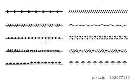 Hand Drawn Divider Line Drawing Set Text Separator Decoration Element.Vector Illustration 132677159