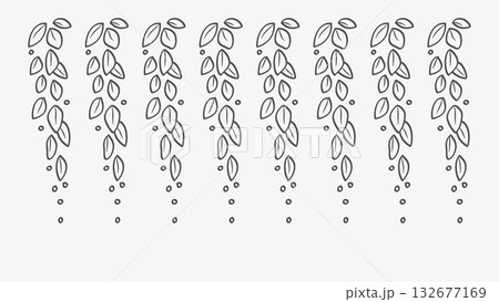Hand Drawn Leaves Vertical Decoration Line Drawing Set Simple Botanical Element.Vector Illustration 132677169