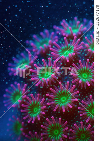 Vibrant Coral Polyps Close Up 132677179