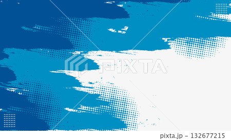 Blue and White Abstract Background with Halftones Style Brush Stroke Grunge Design.Vector Illustration 132677215