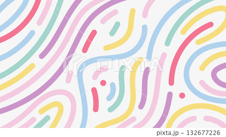 Colorful Background in Cute Pastel Line Pattern Abstract Wavy Curved Design.Vector Illustration 132677226