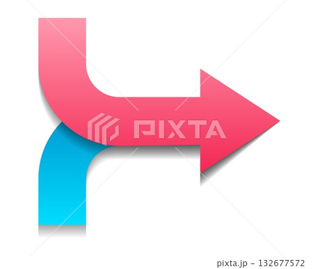 3D merging arrows 3D merging arrows 132677572