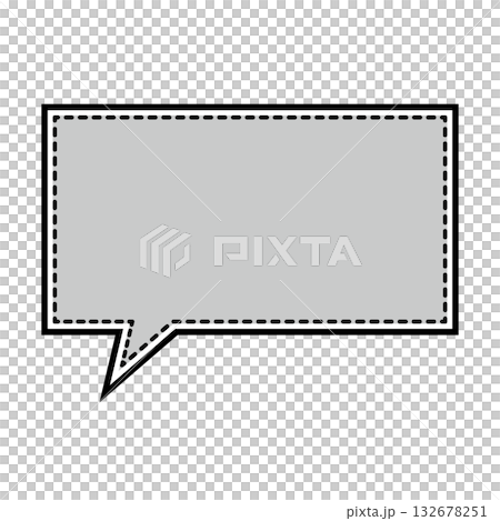 シンプルな吹き出しのイラスト　横長　四角 132678251