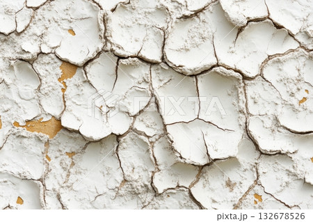 Cracked white plaster texture on aged surface Cracked white plaster texture on aged surface 132678526