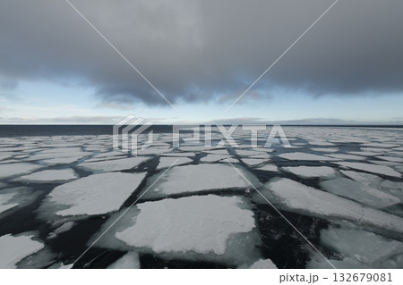 Sea ice in the Barents Sea near Franz Josef Land in summer Sea ice in the Barents Sea near Franz Josef Land in summer 132679081