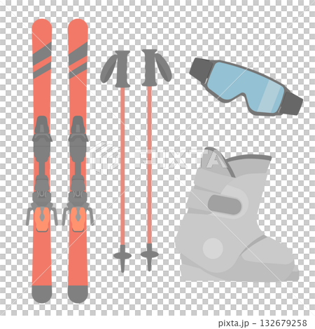 スキー用具のイラスト スキー用具のイラスト 132679258
