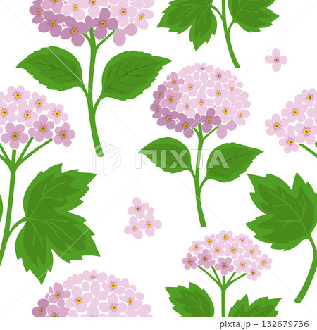 Seamless hydrangea background. Hand drawn. Not AI, vector illustration. Seamless hydrangea background. Hand drawn. Not AI, vector illustration. 132679736