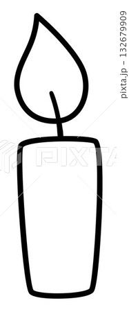 Vector black and white Christmas candle. Cute winter candlestick illustration isolated on white background. Funny cartoon New Year holiday line icon, coloring page Vector black and white Christmas candle. Cute winter candlestick illustration isolated on white background. Funny cartoon New Year holiday line icon, coloring page 132679909