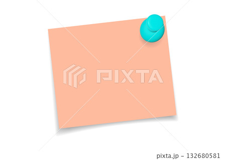 Pinned paper sheet vector illustration. Realistic note or memo for office, education, or creative reminder design. Pinned paper sheet vector illustration. Realistic note or memo for office, education, or creative reminder design. 132680581