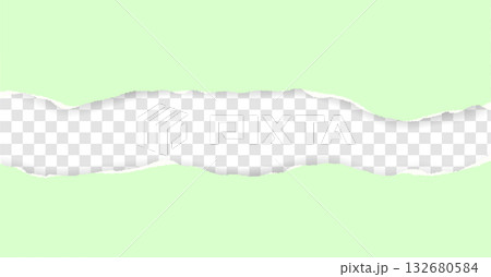 Green torn paper strip with rough ripped edges and soft shadow. Realistic vector horizontal banner design element for creative layouts, posters, or background templates. Green torn paper strip with rough ripped edges and soft shadow. Realistic vector horizontal banner design element for creative layouts, posters, or background templates. 132680584