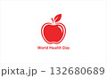 Red apple with text world health day isolated on white background 132680689
