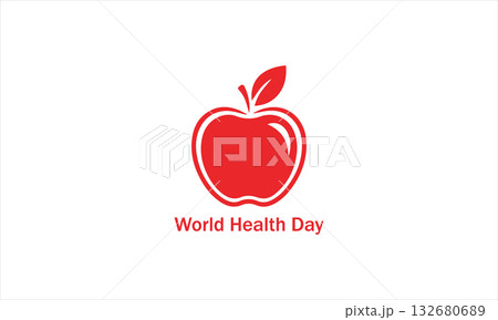 Red apple with text world health day isolated on white background Red apple with text world health day isolated on white background 132680689