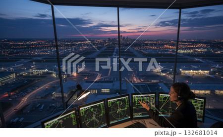 管制塔の管制官 美しい空港の背景画像 管制塔の管制官 美しい空港の背景画像 132681014