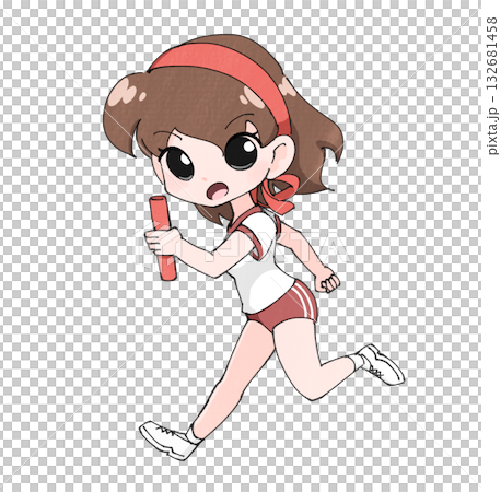 Girl running in gym clothes 1 132681458