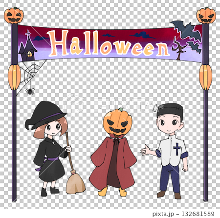 Children wearing Halloween costumes 132681589